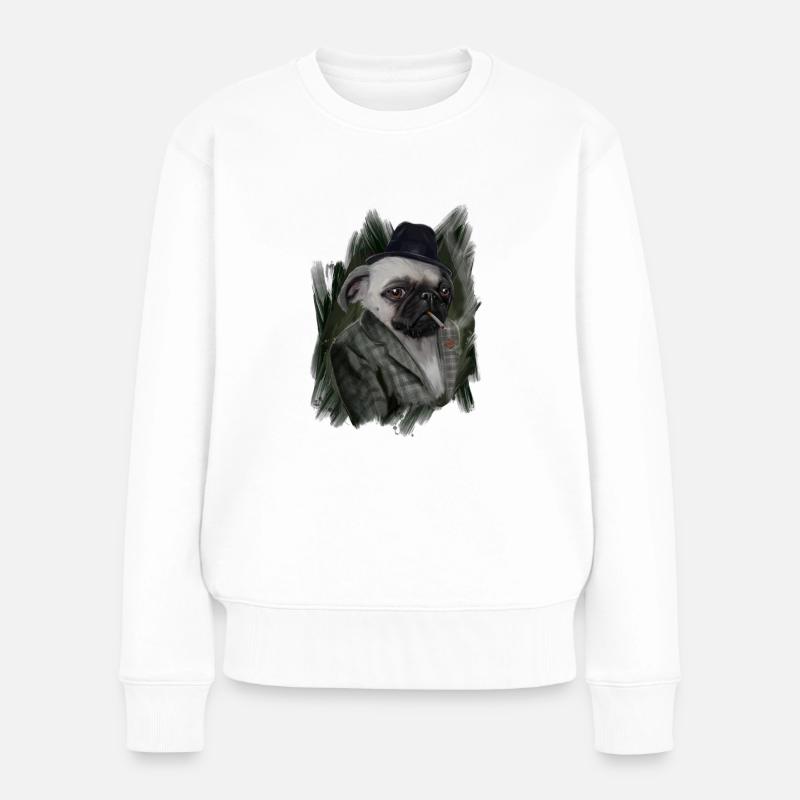 mops - Frauen Premium Bio Pullover - Weiß