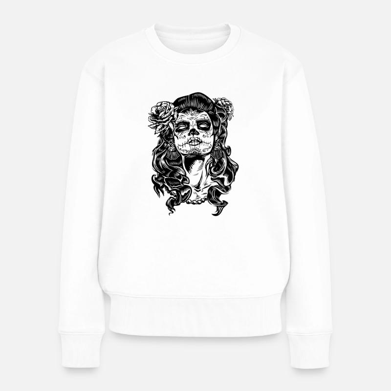 Conception de la calavera catrina - Pull Premium bio Femme - blanc