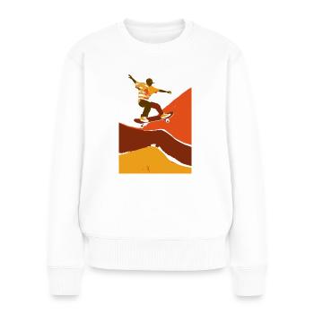 Skater Boy in Retro Farben - Frauen Premium Bio Pullover - Weiß - Vorne - Julia (174cm)