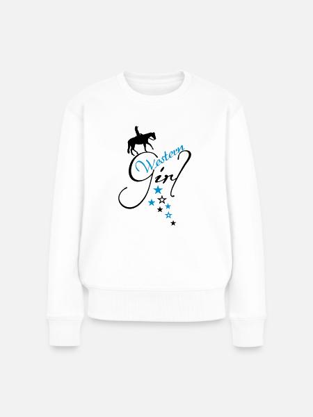 Westerngirl Sterne Pleasure Reiterin - Frauen Premium Bio Pullover - Weiß