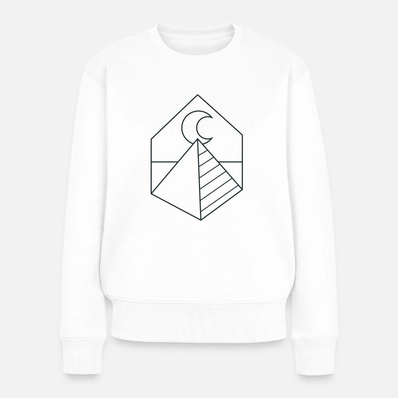 BOHO Pyramide auf dem Mond - Frauen Premium Bio Pullover - Weiß