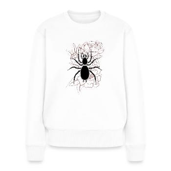 Spinne und Pfingstrosen - Frauen Premium Bio Pullover - Weiß - Vorne - Julia (174cm)