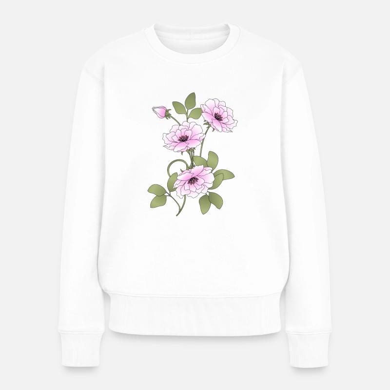 Blumen - Frauen Premium Bio Pullover - Weiß