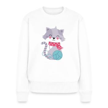 Chat à tubercule laineux - Pull Premium bio Femme - blanc - Devant - Julia (174cm)