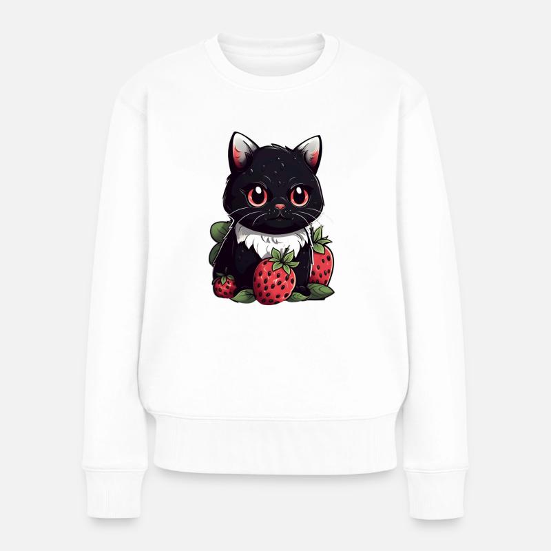 Ragamuffin Erdbeere Katze Geschenk - Frauen Premium Bio Pullover - Weiß