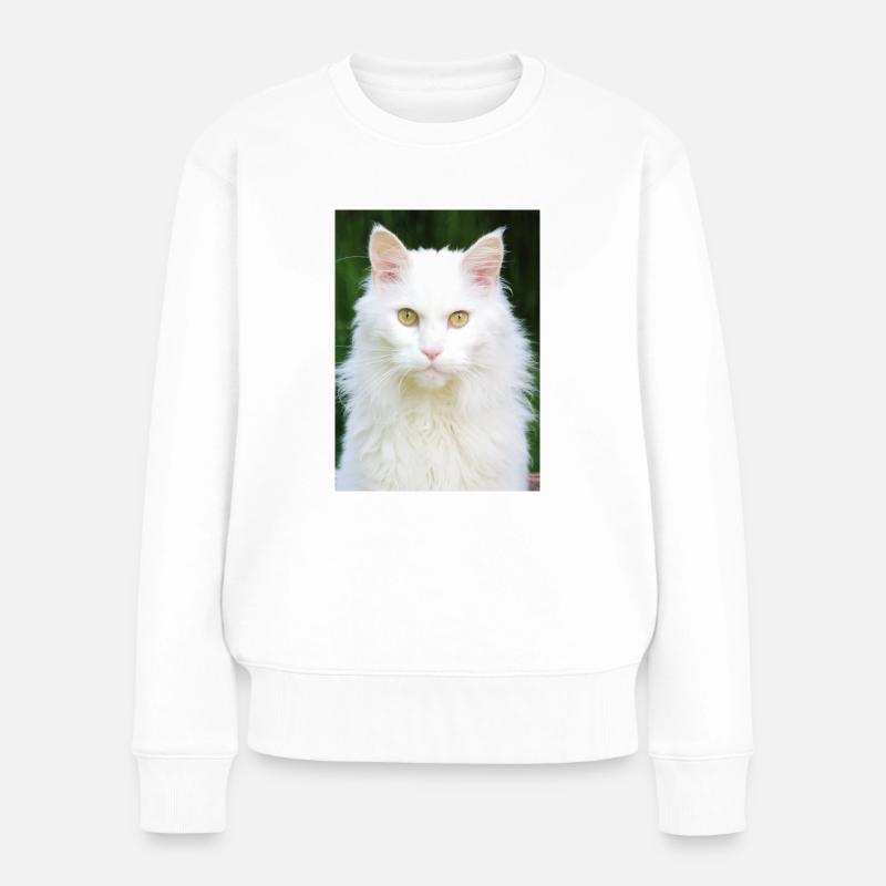 Katzen - Frauen Premium Bio Pullover - Weiß