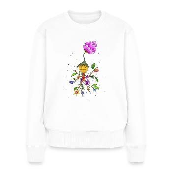 Fleur de lutin mystique amour SVENPAINT - Pull Premium bio Femme - blanc - Devant - Julia (174cm)