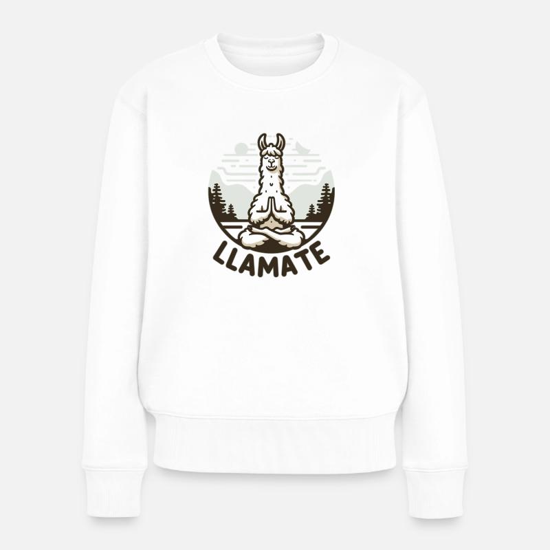 LLamate Meditierendes Lama - Frauen Premium Bio Pullover - Weiß