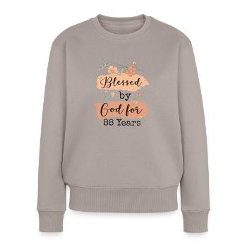 Anniversaire 88 Cadeau Citation Drôle - Pull Premium bio Femme - taupe - Devant - Julia (174cm)