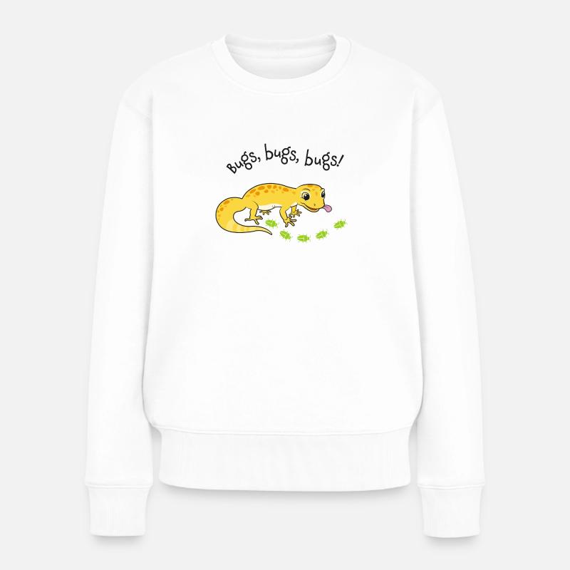 Leopardgecko mit Köstlichkeiten - Frauen Premium Bio Pullover - Weiß