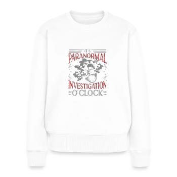 Chasseur de fantômes professionnel Drôle Paranormal O’clock - Pull Premium bio Femme - blanc - Devant - Julia (174cm)