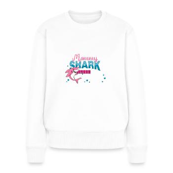 Mama Shark charge... Annonce de grossesse bébé - Pull Premium bio Femme - blanc - Devant - Julia (174cm)