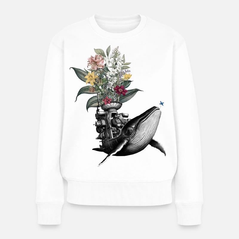 Herzlichen Glückwunsch – Frosch, Wal, Blumen - Frauen Premium Bio Pullover - Weiß