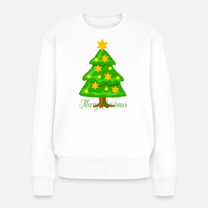 Tannenbaum Weihnachten - Frauen Premium Bio Pullover - Weiß