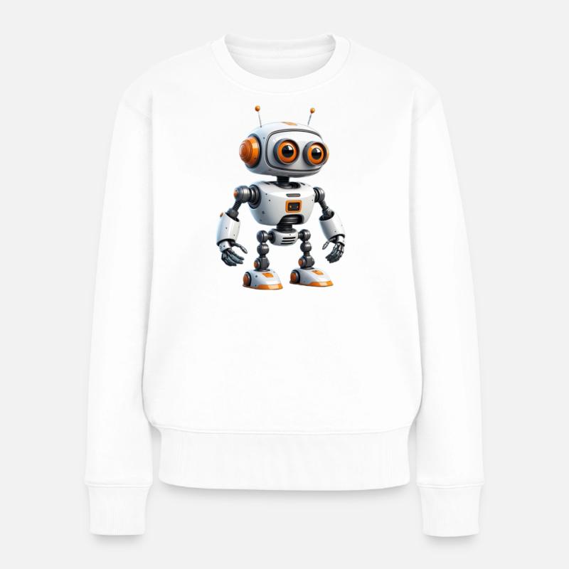 Kleiner Robo-Entdecker - Frauen Premium Bio Pullover - Weiß