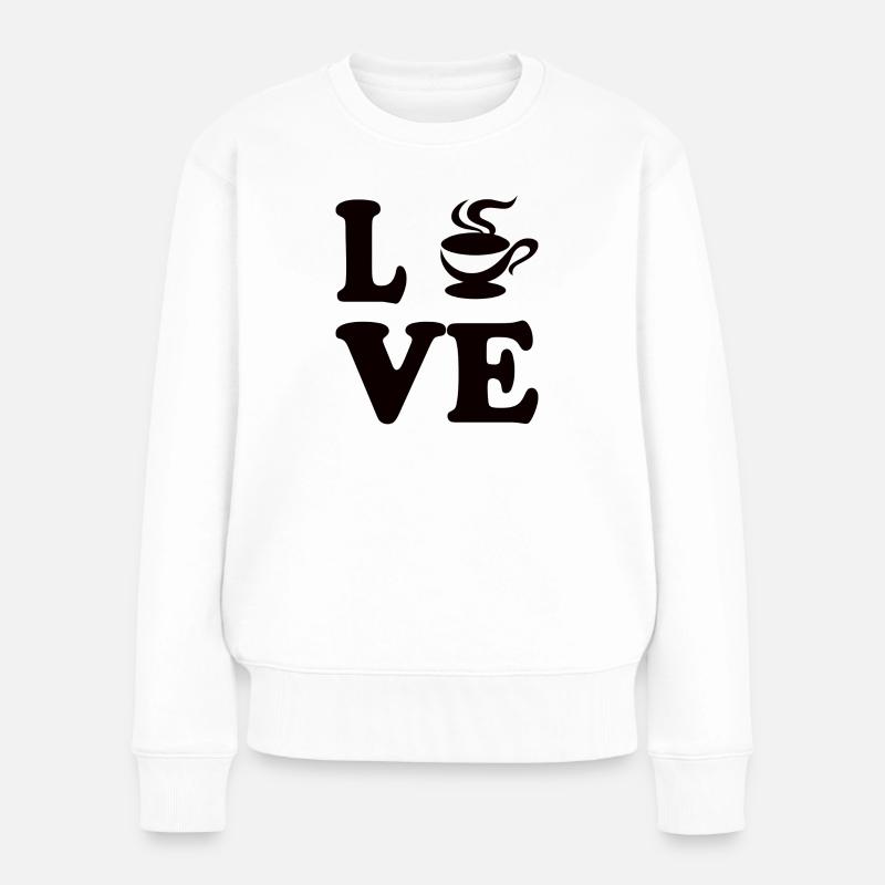 I love Coffee - Frauen Premium Bio Pullover - Weiß