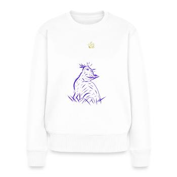 Katze - Frauen Premium Bio Pullover - Weiß - Vorne - Julia (174cm)