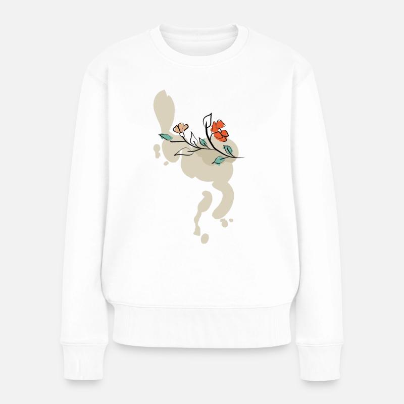 red flower on beef - Women's Premium Organic Jumper - white