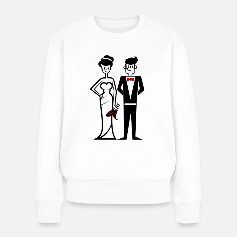Hochzeit Ehepaar Braut Bräutigam - Frauen Premium Bio Pullover - Weiß