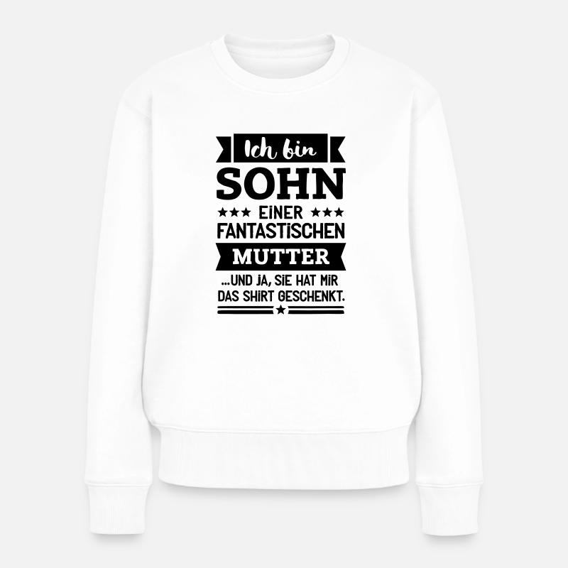 Sohn und super Mutter - Frauen Premium Bio Pullover - Weiß