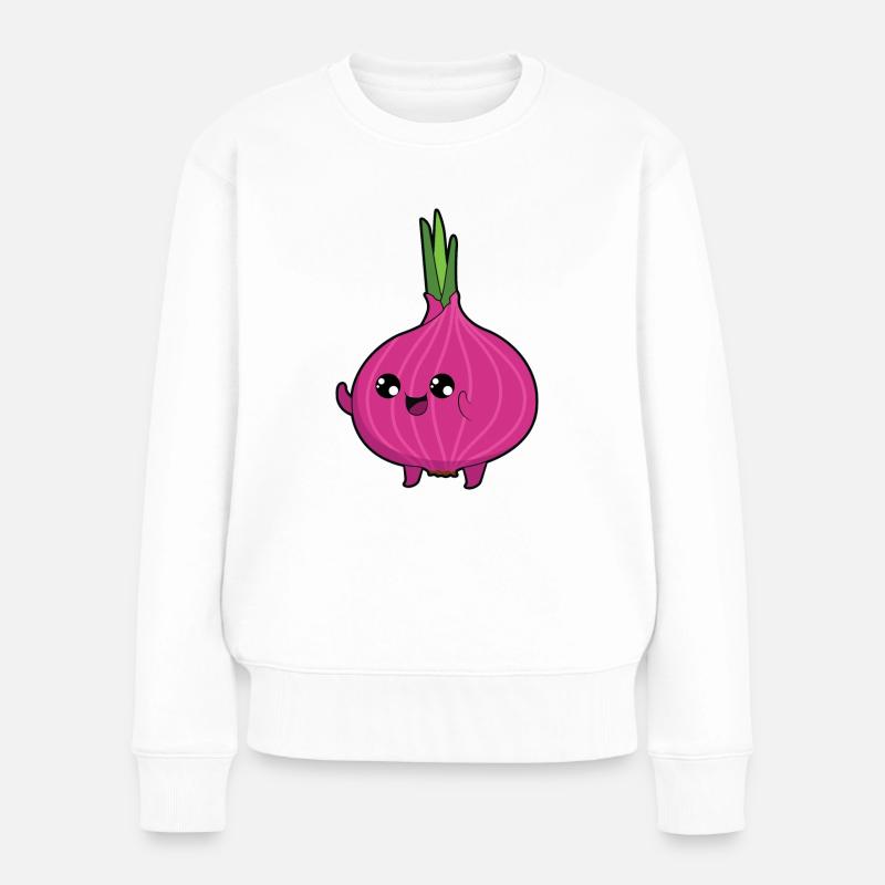 Rote Zwiebel - Frauen Premium Bio Pullover - Weiß