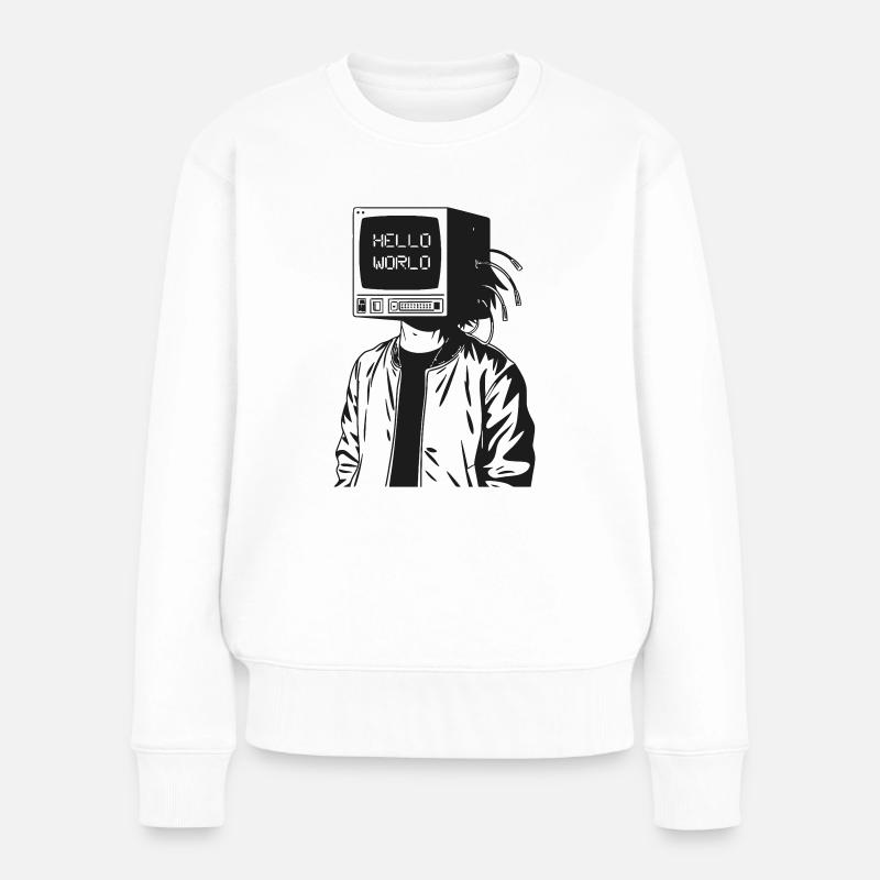 Computerkopf 2.0 - Frauen Premium Bio Pullover - Weiß