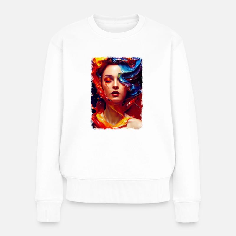 Verschmelzung - Frauen Premium Bio Pullover - Weiß