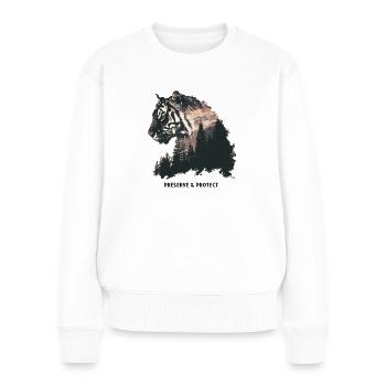 Preserve & Protect Tiger Wildkatze Jungle Raubtier - Frauen Premium Bio Pullover - Weiß - Vorne - Julia (174cm)