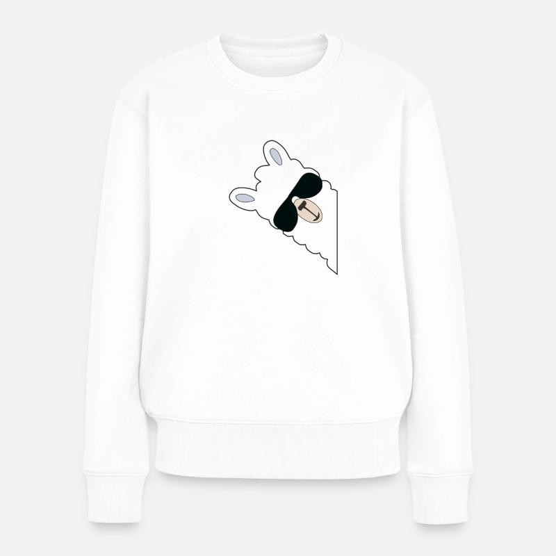Lama lacht Geschenk für Frauen, Männer, Kinder - Frauen Premium Bio Pullover - Weiß