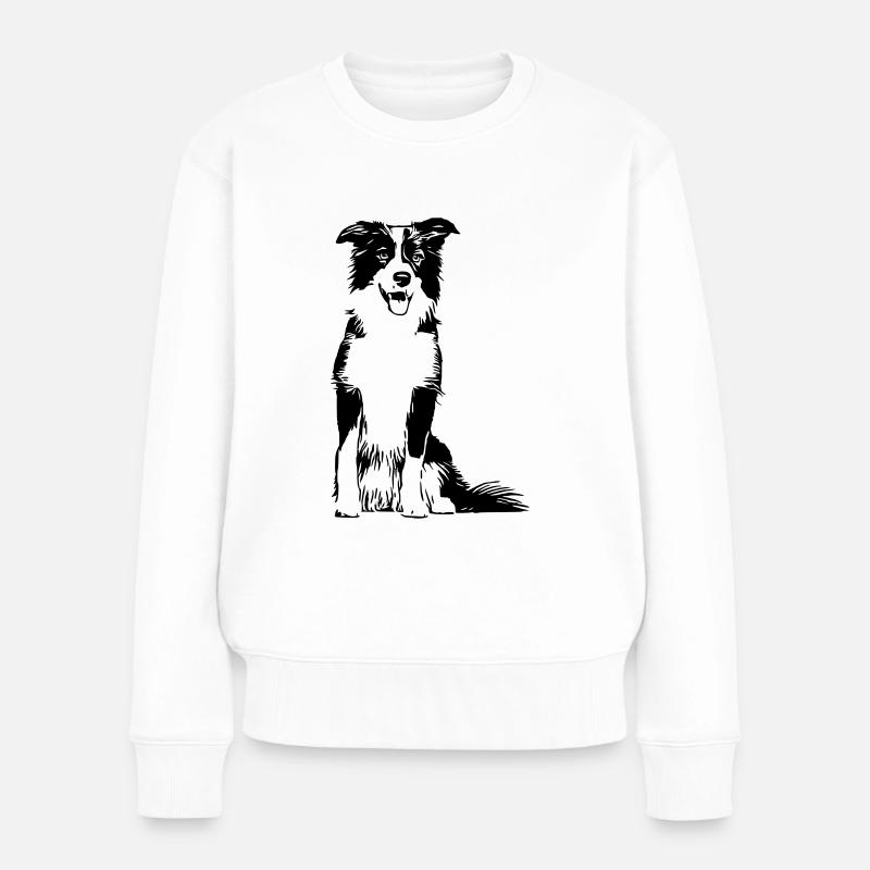 Border Collie / Hunde Design Geschenkidee - Frauen Premium Bio Pullover - Weiß