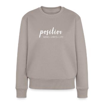 positif - Vibrations - Vie - Pull Premium bio Femme - taupe - Devant - Julia (174cm)