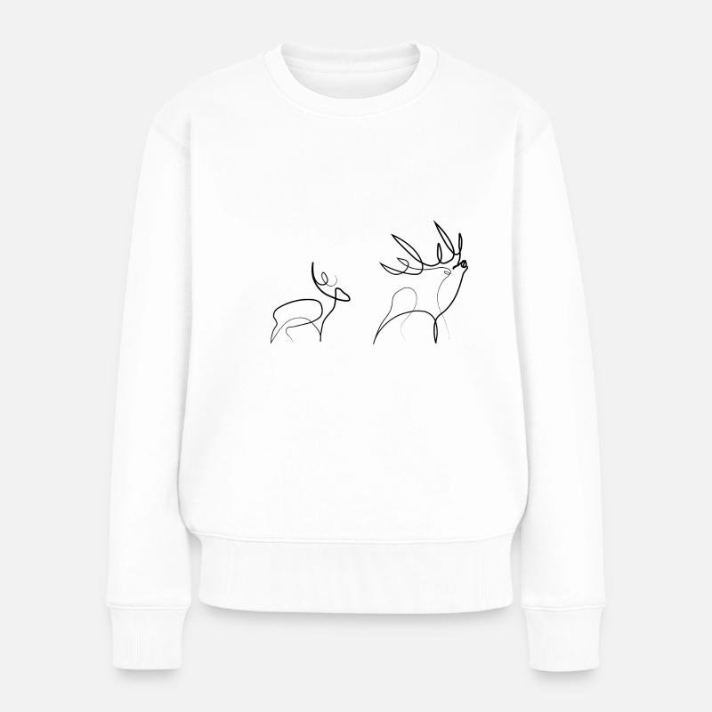 Hirsch - Frauen Premium Bio Pullover - Weiß
