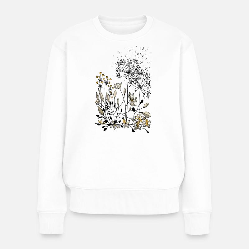 Blumen - Frauen Premium Bio Pullover - Weiß