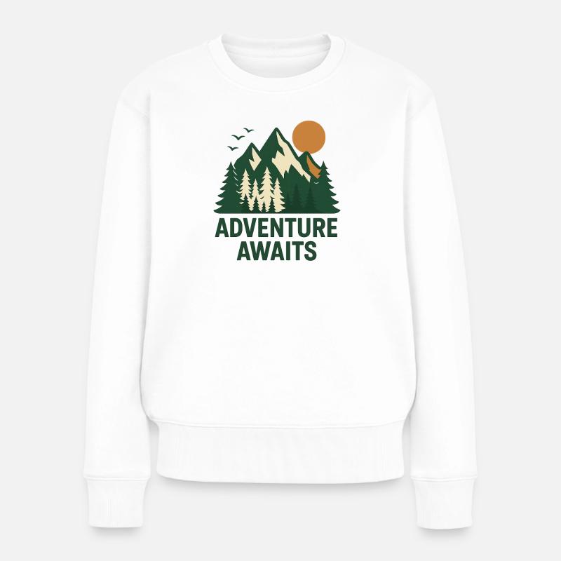 Abenteuerwald Berglandschaft - Frauen Premium Bio Pullover - Weiß