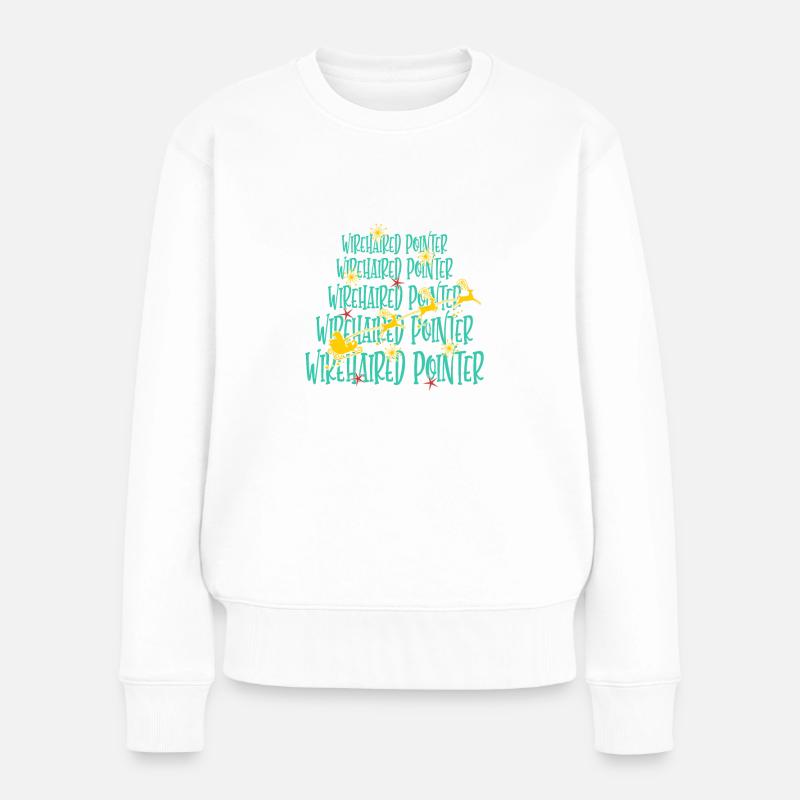 Deutsch Drahthaar Hund Weihnachten Hunderasse - Frauen Premium Bio Pullover - Weiß