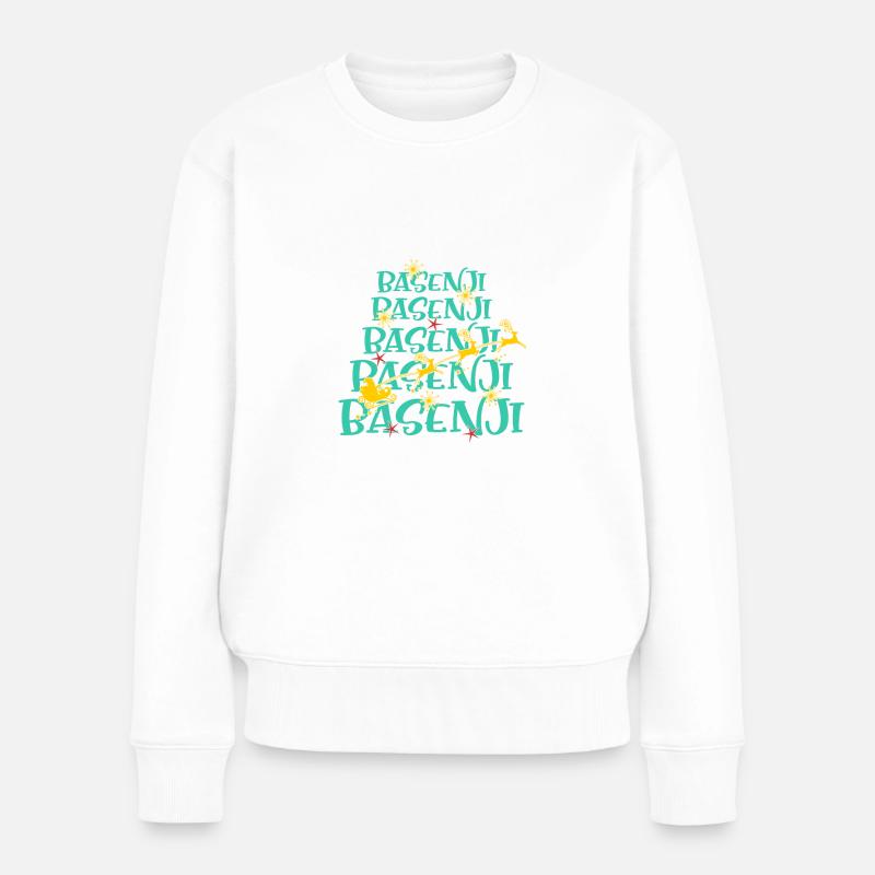 Basenji Hund Weihnachten Hunderasse - Frauen Premium Bio Pullover - Weiß
