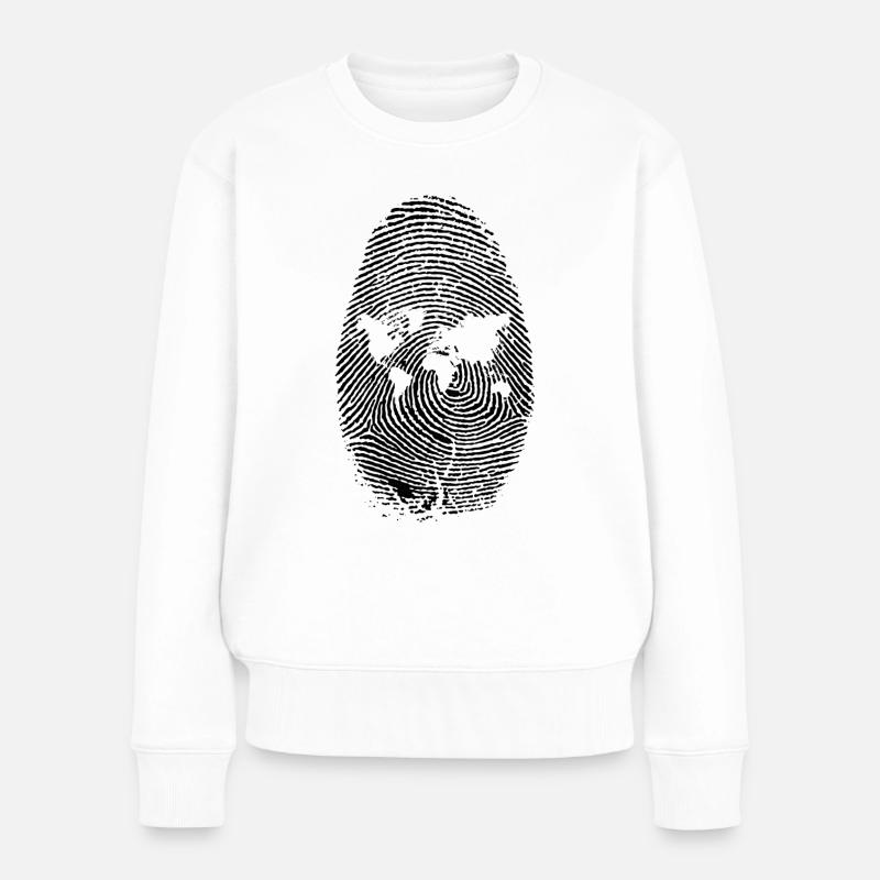 FINGERABDRUCK MODERN TREND T-SHIRT - Frauen Premium Bio Pullover - Weiß
