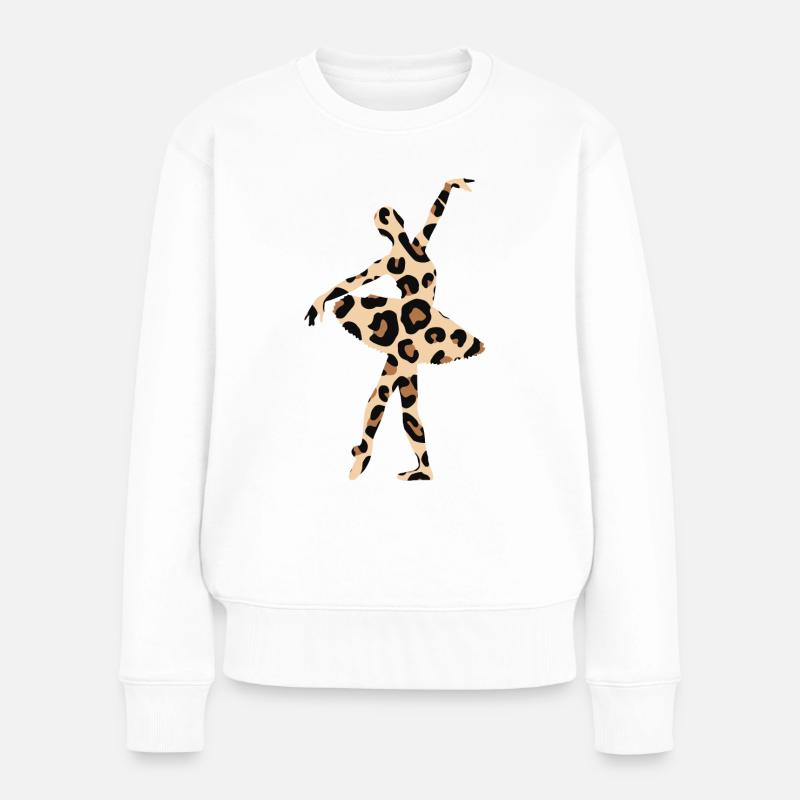 Ballerina Leopard Ballett Tänzerin Geschenk - Frauen Premium Bio Pullover - Weiß