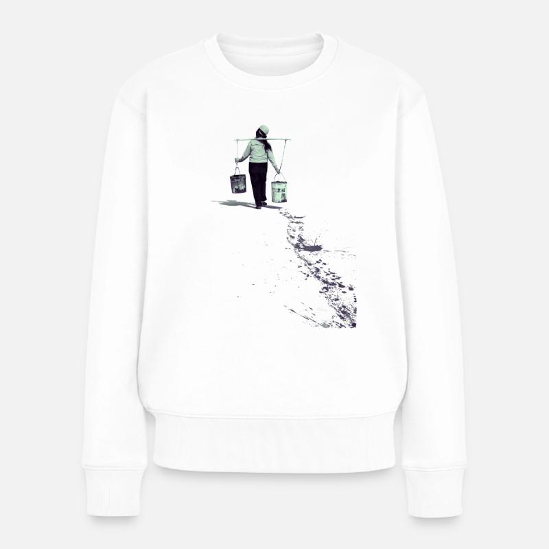 Wasserträgerin - Frauen Premium Bio Pullover - Weiß