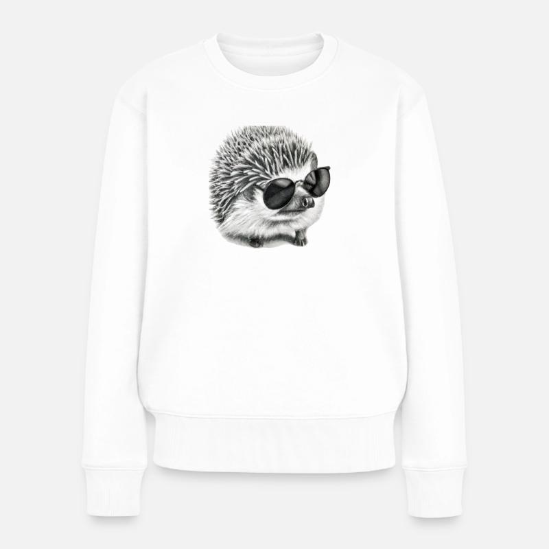 süßer kleiner Igel mit Sonnenbrille niedlich Kind - Frauen Premium Bio Pullover - Weiß