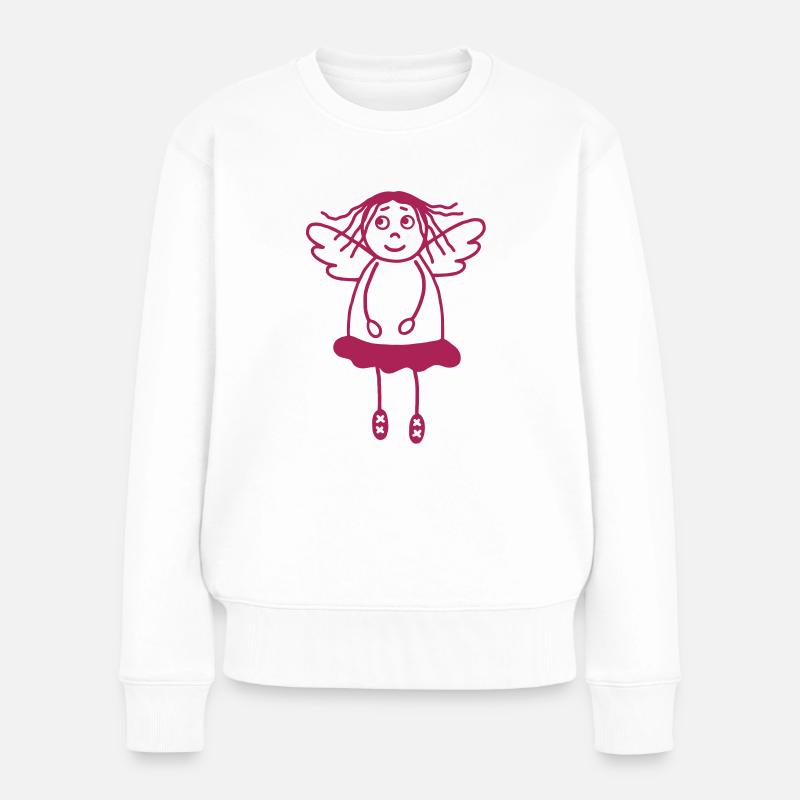 Schutzengel Mädchen - Frauen Premium Bio Pullover - Weiß