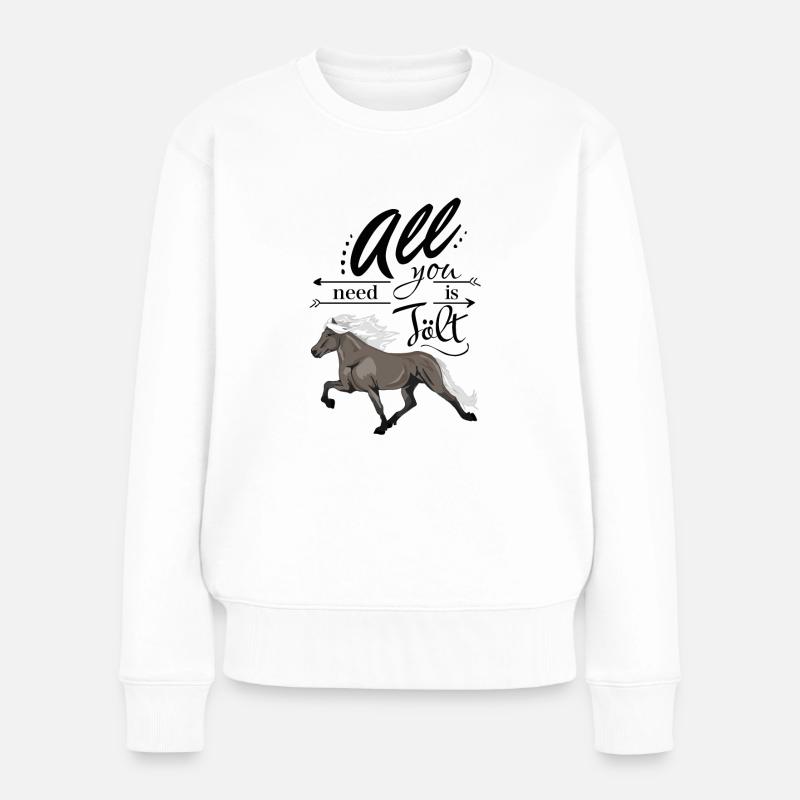 Rappwindfarben Isländer: All you need is Tölt - Frauen Premium Bio Pullover - Weiß