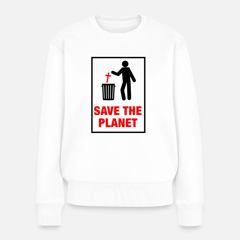 Save the planet from Church - Frauen Premium Bio Pullover - Weiß