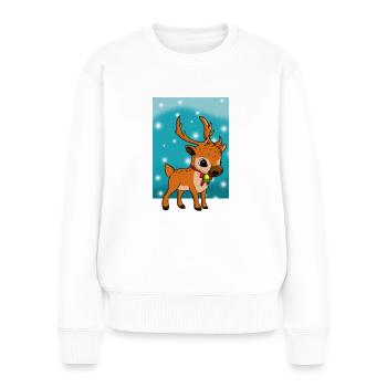 Weihnachtsrentier - Frauen Premium Bio Pullover - Weiß - Vorne - Julia (174cm)