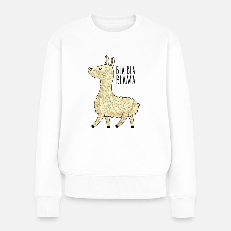 Lama Bla Bla Bla - Pull Premium bio Femme - blanc