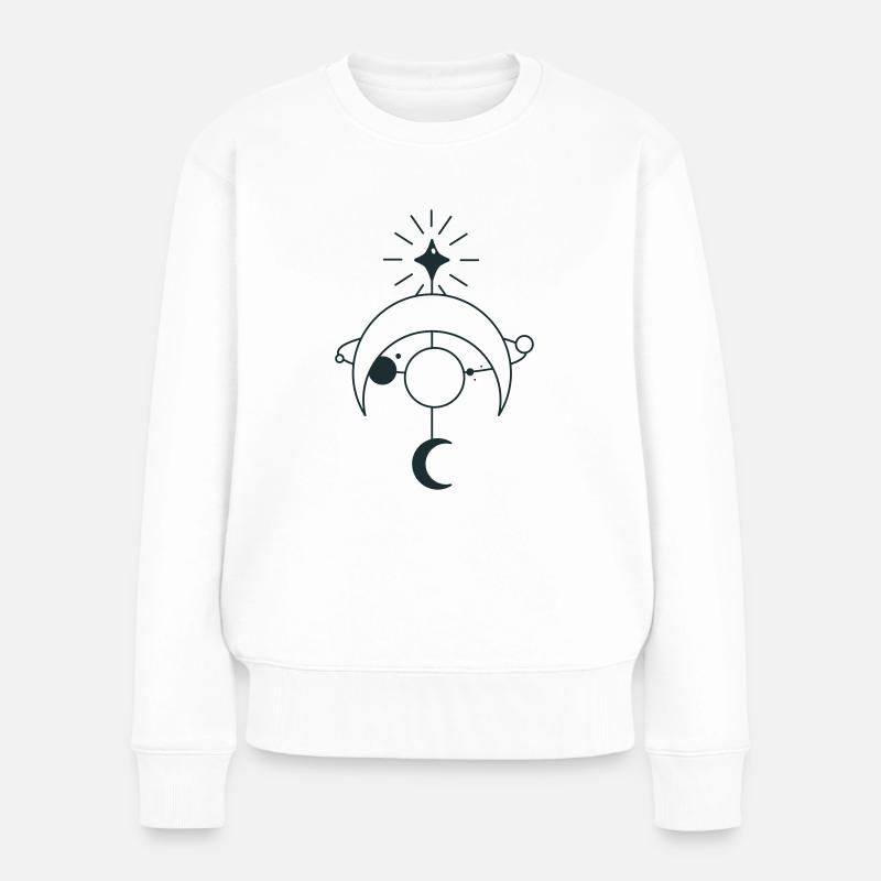 BOHO Sternumlaufbahn mit Mondsichel - Frauen Premium Bio Pullover - Weiß