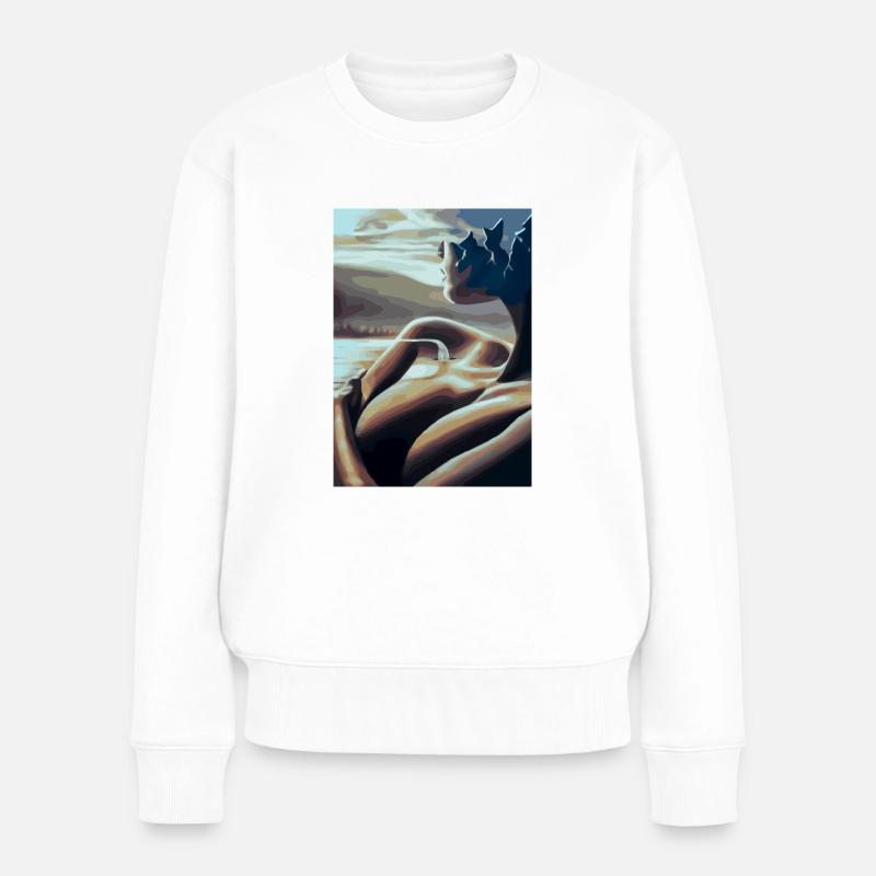 Surrealistische Malerei - Frauen Premium Bio Pullover - Weiß