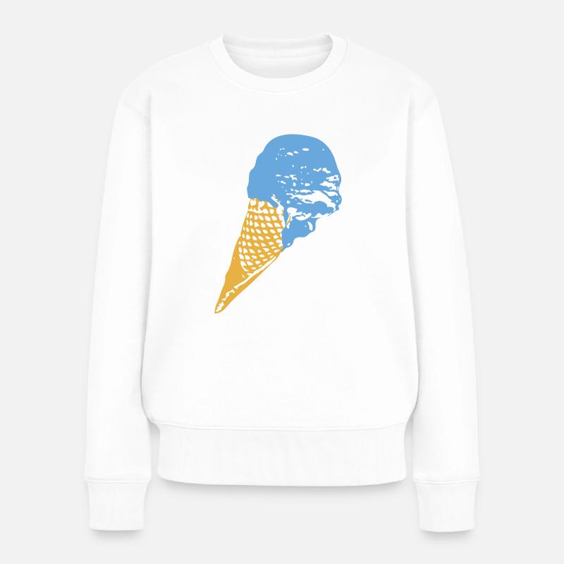 Eis in der Waffel - Frauen Premium Bio Pullover - Weiß