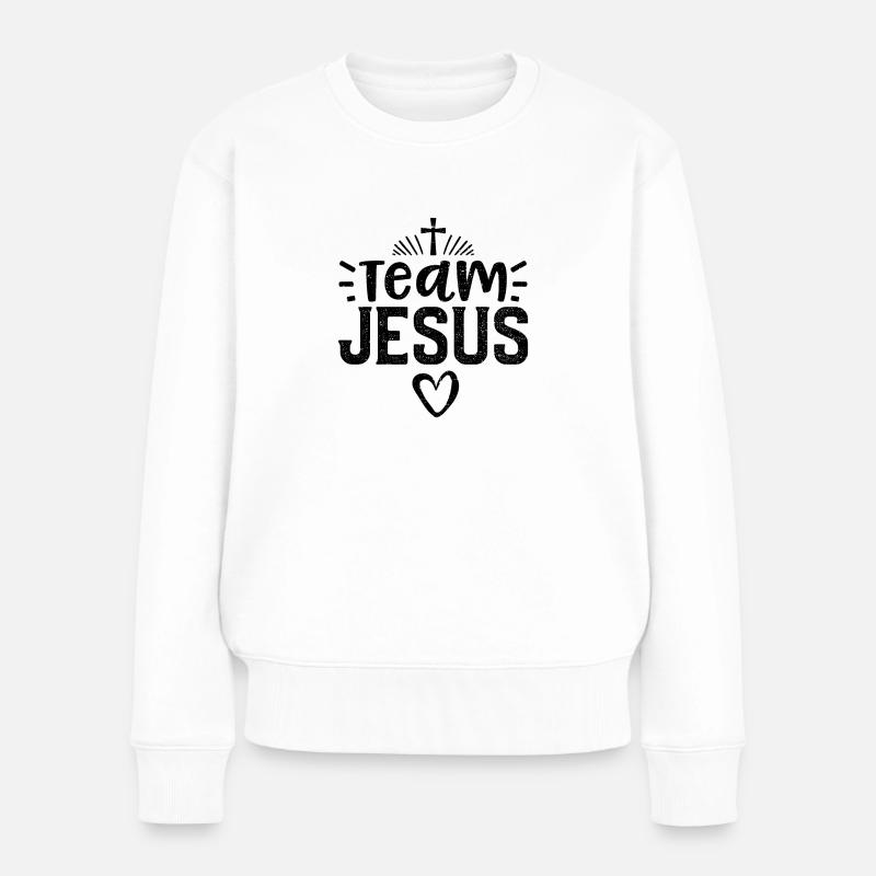 Team Jesus - Jesus - Frauen Premium Bio Pullover - Weiß
