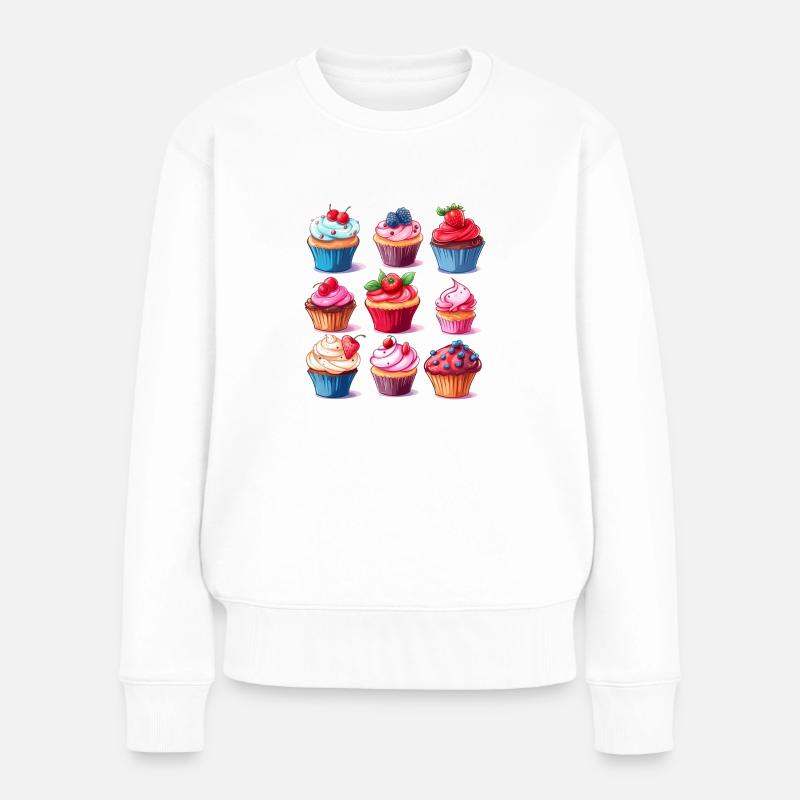 köstliche Cupcakes - Frauen Premium Bio Pullover - Weiß